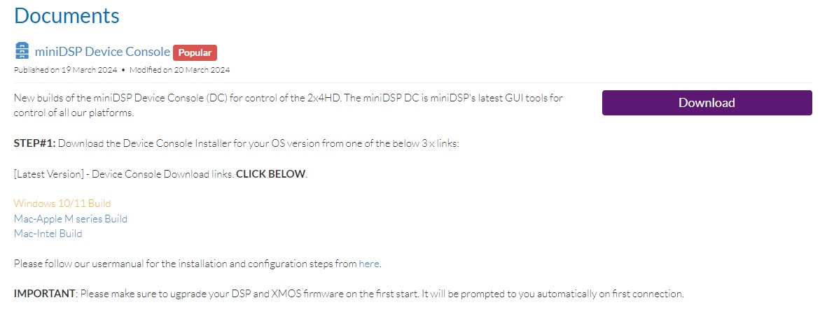 MiniDSP web